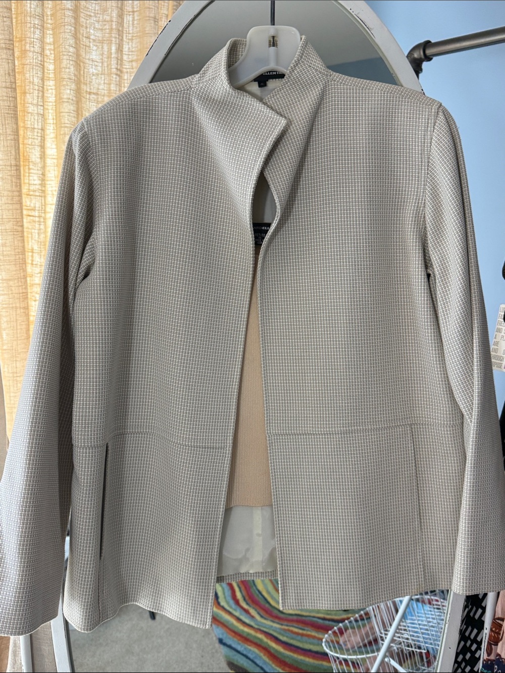 Linda Allard Ellen Tracy Waffle-Texture Open Front Blazer